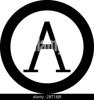 Alpha greek symbol capital letter uppercase font icon in circle round black color vector illustration flat style simple image Stock Vector