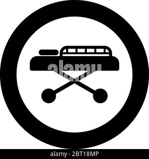 Medical bed Couch patient Hospital gurney intensive care icon in circle round black color vector illustration flat style simple image Stock Vector