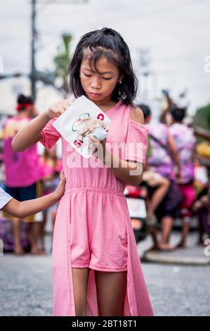 Filipino children hang out in the old walled city of Intramurous, Manila, The Philippines. Stock Photo