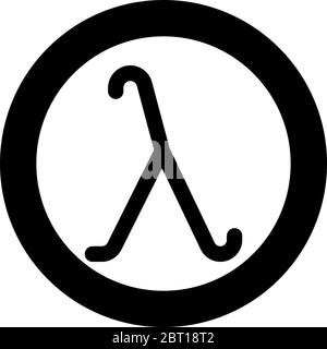 Lambda greek symbol small letter lowercase font icon in circle round black color vector illustration flat style simple image Stock Vector