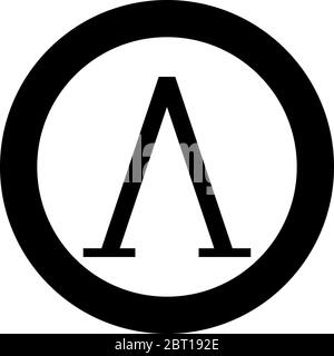 Lambda greek symbol capital letter uppercase font icon in circle round black color vector illustration flat style simple image Stock Vector