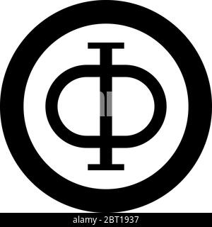 Phi greek symbol capital letter uppercase font icon in circle round black color vector illustration flat style simple image Stock Vector