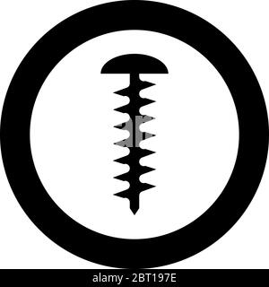 Round head screw Self-tapping Hardware Construction element icon in circle round black color vector illustration flat style simple image Stock Vector