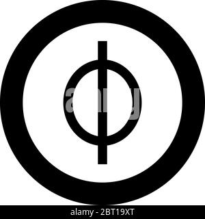 Phi greek symbol small letter lowercase font icon in circle round black color vector illustration flat style simple image Stock Vector