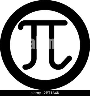 Pi greek symbol small letter lowercase font icon in circle round black color vector illustration flat style simple image Stock Vector