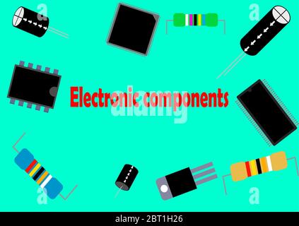 Electronic components template for text with place for text. Stock Vector