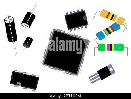 Electronic components template for text with place for text. Stock Vector