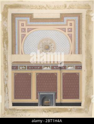 Design for Fireplace Wall and Ceiling, second half 19th century. Stock Photo