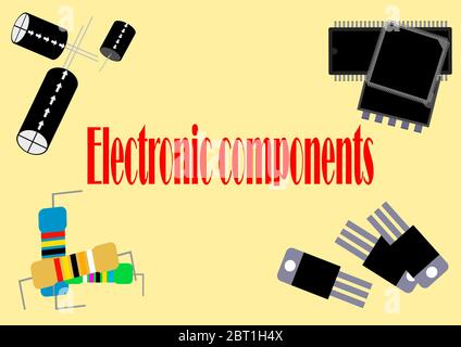 Electronic components template for text with place for text. Stock Vector
