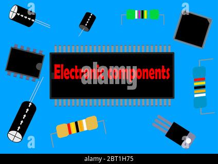 Electronic components template for text with place for text. Stock Vector