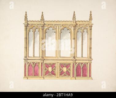 Design for Gothic Tracery and Paneling, early 19th century. Stock Photo