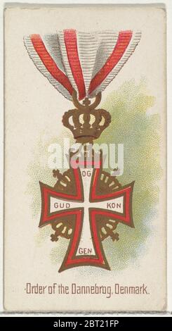 Order of the Dannebrog, Denmark, from the World's Decorations series (N30) for Allen &amp; Ginter Cigarettes, 1890. Stock Photo