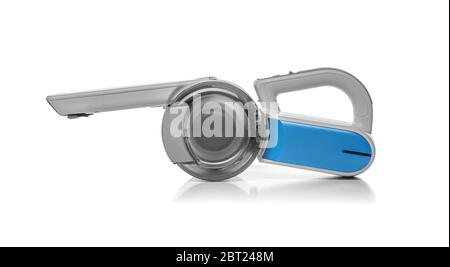 Handheld portable vacuum cleaner isolated on a white background. Stock Photo