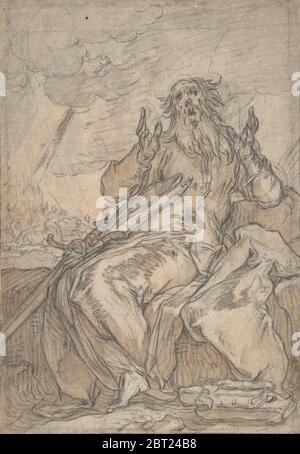 Saint Paul Seated, with his Conversion in the Background; Verso: Figure Sketch, late 16th-mid-17th century. Stock Photo