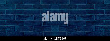 image of blue brick wall, panoramic image Stock Photo