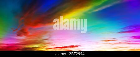 toned sky with colorful  clouds, panoramic mock-up Stock Photo