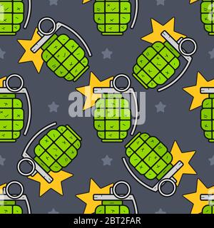 Grenade Seamless Pattern.vector Illustration. Drawing Illustration For Children. Stock Vector
