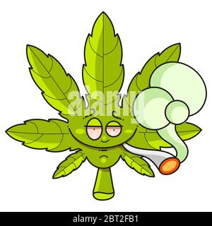 Green Cannabis Leaf , Marijuana Leaf Vector Icon On White Background. Stock Vector