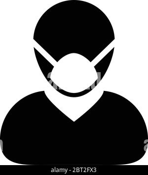 Mask icon vector person profile male avatar symbol for medical and health care protection in a glyph pictogram illustration Stock Vector