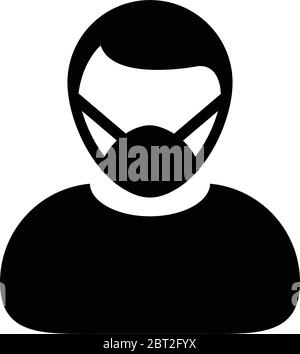 Gas mask icon vector for safety protection person profile male avatar symbol for medical and health care in a glyph pictogram illustration Stock Vector