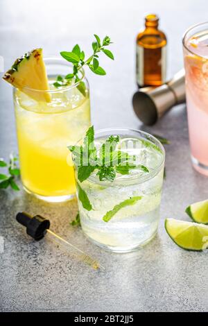 Refreshing summer cocktails on the table Stock Photo