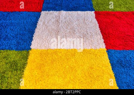 Carpet with various colors and squares bright colors modern design Stock Photo