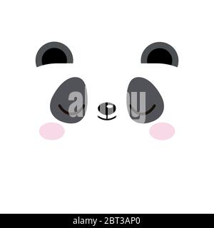 Cute sleeping panda bear emoji face poster isolated on white background. Stock Vector