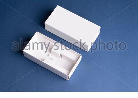 Download Smartphone's pull out boxes on blue surface, editable mock up template ready for your design ...