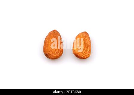 Macro photo Organic Almonds isolated on white background. Stock Photo
