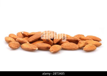Group of organic almonds isolated on white background Stock Photo