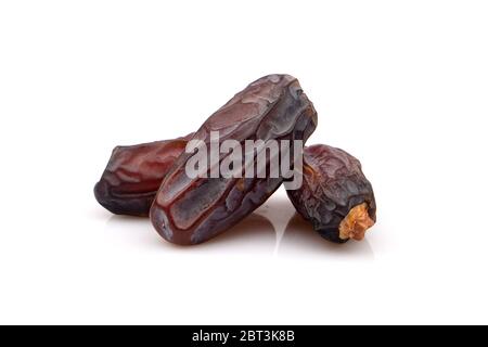 Organic Dried Kabkab dates close-up Isolated over white background Stock Photo