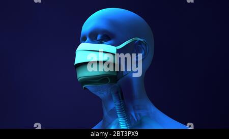 Man wearing face mask, illustration. Stock Photo