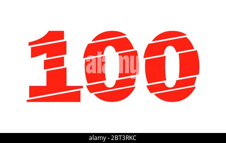 Modern Red 100 Number Design Vector Illustration. Numeral Vector Trendy Flat Line Style. Vector Elements Illustration Template for Web Design or Greet Stock Vector