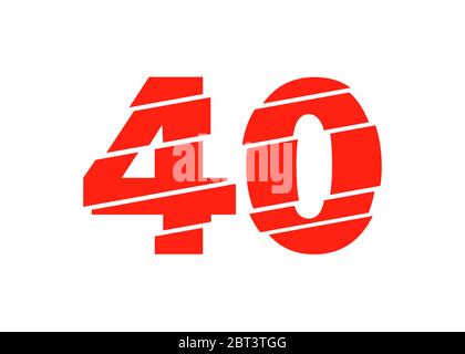 Modern Red 40 Number Design Vector Illustration. Numeral Vector Trendy Flat Line Style. Vector Elements Illustration Template for Web Design or Greeti Stock Vector