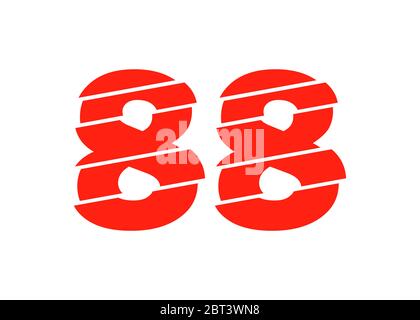 Modern Red 88 Number Design Vector Illustration. Numeral Vector Trendy Flat Line Style. Vector Elements Illustration Template for Web Design or Greeti Stock Vector