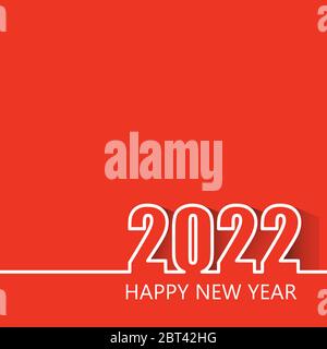 Happy New Year 2022 Modern Line Design Template Isolated on Red Background. Modern Design for Calendar, Invitations, Greeting Cards, Holidays Flyers o Stock Vector