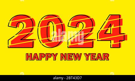 Happy New Year 2024 Design Template. Modern Design for Calendar, Invitations, Greeting Cards, Holidays Flyers or Prints. Stock Vector