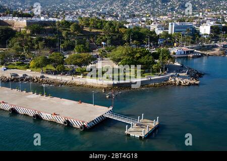 Military Plaza & Commercial Port, Acapulco City, State of Guerrero, Mexico, North America Stock Photo