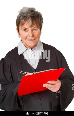 note, memo, attorney, write down, notary, woman, note, memo, person, robe, Stock Photo