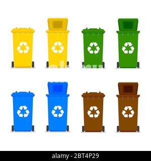 Recycle bins with recycle symbol. Stock Vector