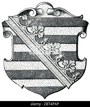 saxony, prussia, province, kingdom, engraving, historical, antique, black, Stock Photo
