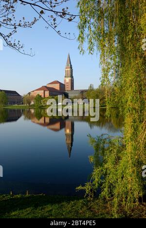 reflection of the town hall in miniature kiel Stock Photo