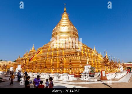 The Shwezigon Pagoda, Bagan, Mandalay Region, Myanmar. Stock Photo