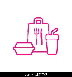 Take away food package icon. Fast food package line icon. Stock Vector