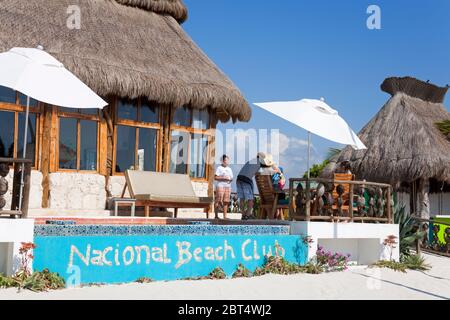 Nacional Beach Club on Mahahaul Beach, Costa Maya, Quintana Roo, Mexico, North America Stock Photo