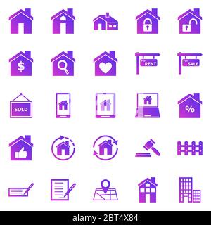 Real estate gradient icons on white background, stock vector Stock Vector