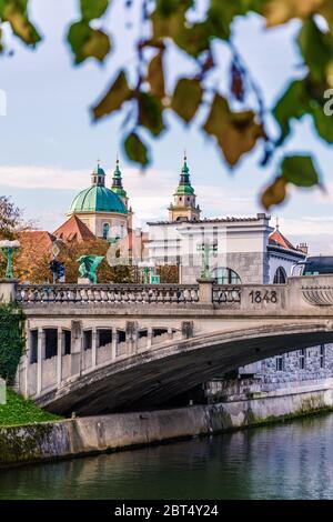 Dragon Bridge, Ljubljana, Slovenia Stock Photo