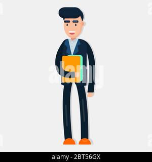 businessman holding the document  files  data isolated vector illustration Stock Vector