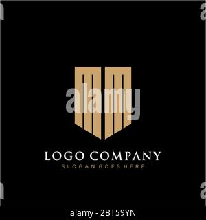 Mm logo monogram with circle and four taper shape Vector Image