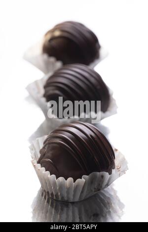 Chocolate eclairs in muffin cups Stock Photo